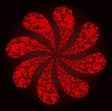 Kanlı Çatlak Simge Kıvrımlı Soyut Çiçek