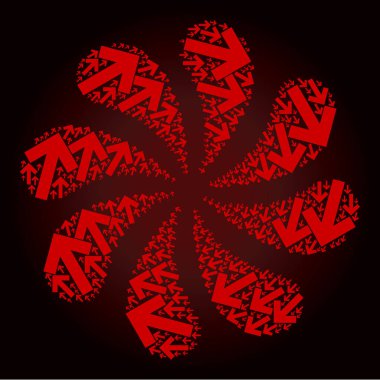 Kanlı CW Yön Ok Simgesi Döndürme Çiçeği