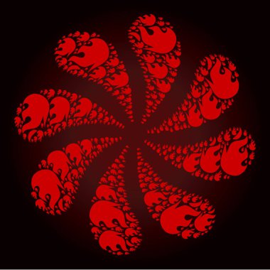 Kanlı Ateş Alev Simgesi Döndürme Çiçeği ŞekliName