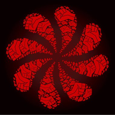 Kırmızı Yumruk Simgesi Kıvrık Çiçek ŞekliName