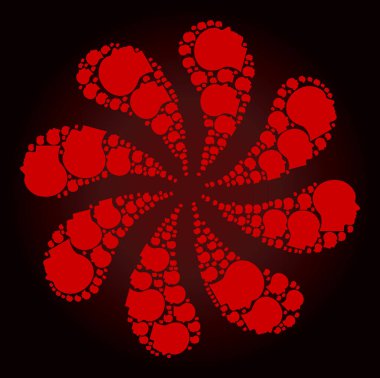 Kanlı İnsan Başı Simgesi Dönen Çiçek ŞekliName