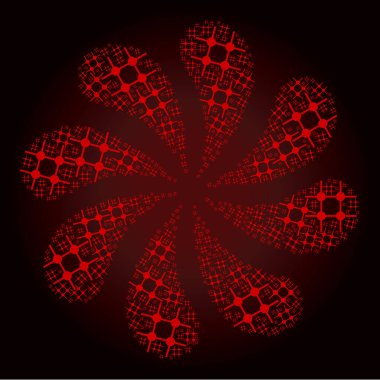 Kırmızı Tamamlanmamış Izgara Yapısı Simgesi Döndürme Çiçeği