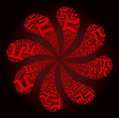 Kırmızı Pi Yunan Küçük Sembol Simgesi Dönen Çiçek