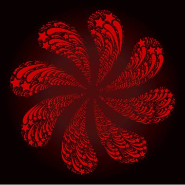 Kırmızı Yükselen Yıldız Simgesi Dönen Soyut Çiçek