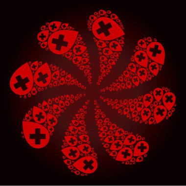 Kırmızı Yanlış Yer Simge Döndürme Çiçek Kümesi