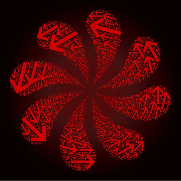 Kırmızı CCW Döndürme Oku Simge Kıvrımlı Çiçek Kümesi