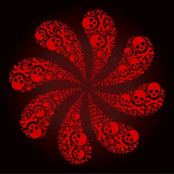 Krvavá smrt lebka ikona odstředivý tvar květu — Stockový vektor