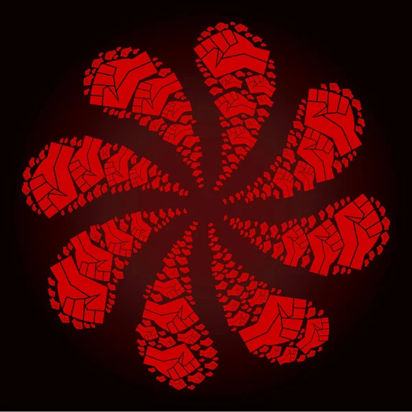 Kırmızı Yumruk Simgesi Kıvrık Çiçek ŞekliName