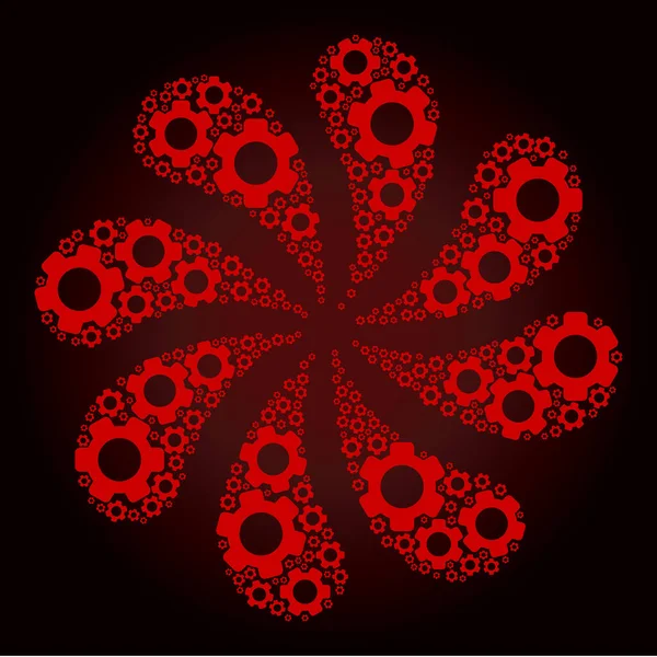 Engranaje sangriento icono rizo flor abstracta — Vector de stock