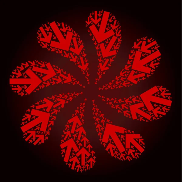 Rojo Dirección interior Flecha Icono Giro Bang — Archivo Imágenes Vectoriales
