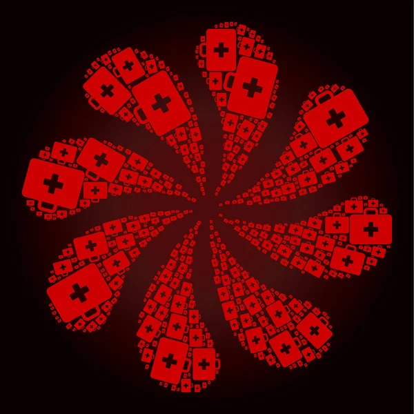 Krwawa medyczna ikona pierwszej pomocy Odśrodkowy kształt kwiatu — Wektor stockowy