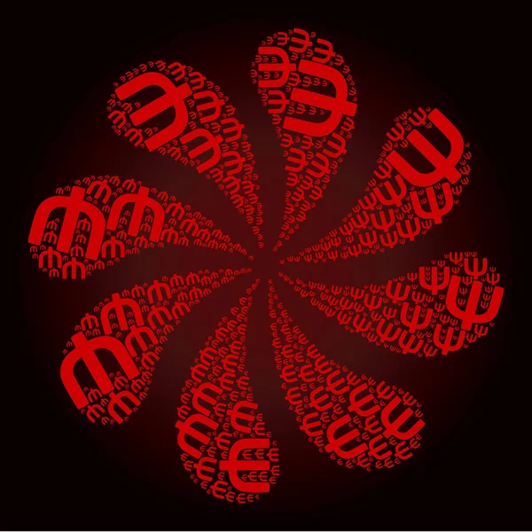 Röd psi grekisk symbol Ikon Centrifugal Bang — Stock vektor
