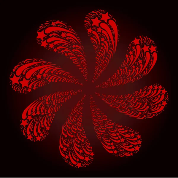 Estrella Red Raising Icono Giro Flor abstracta — Archivo Imágenes Vectoriales