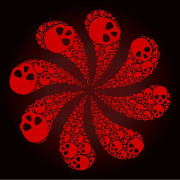 Červená lebka ikona centrifugal Flower Cluster — Stockový vektor