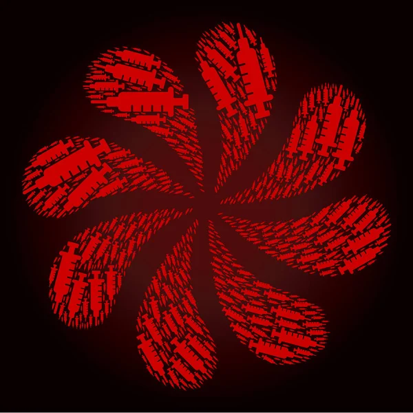 红色注射器离子涡旋爆炸 — 图库矢量图片