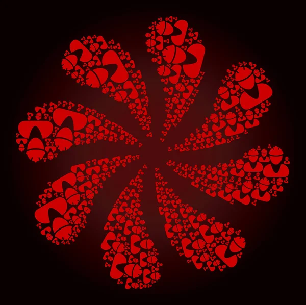Krwawa ikona pracownika Wirujący kwiat kształtu — Wektor stockowy