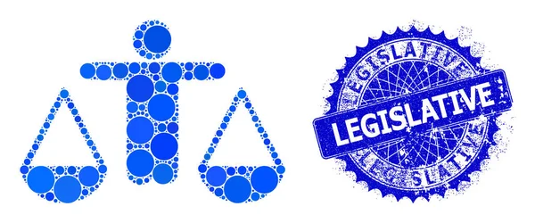 벡터 모세 판사 (Vector Judge Mosaint of Dots with Grunge Legislative Stamp Seal) — 스톡 벡터