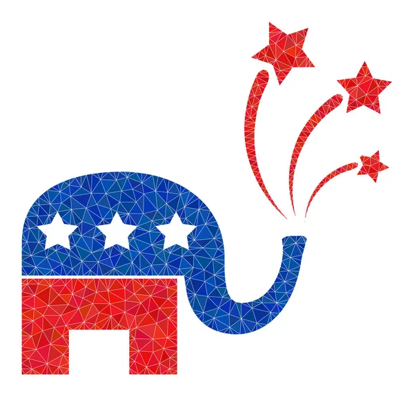 Vector American Elephant Fireworks Lowpoly Icon — Vetor de Stock