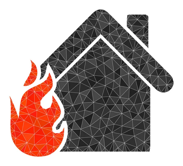 Vector burning Home Polygonic Icon — 스톡 벡터