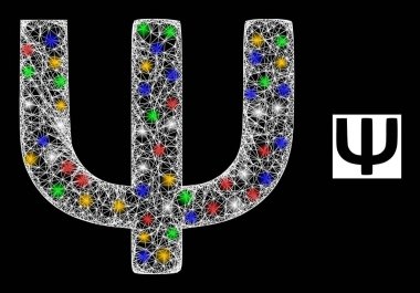 Çapraz Ağ Psi Yunanca Sembol Simgesi Renkli Parıltılı Noktalar