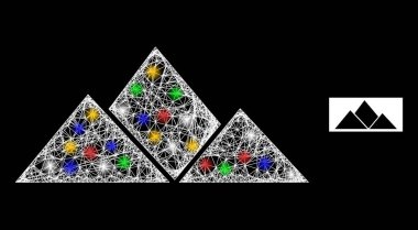 Çok Renkli Flash Düğümleriyle Ağ Ağı Dağları Simgesi