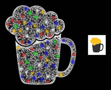 Yumurtadan Çıkan Ağlı Bira Cam Köpük Simgesi Çok Renkli Işık Lekeleri