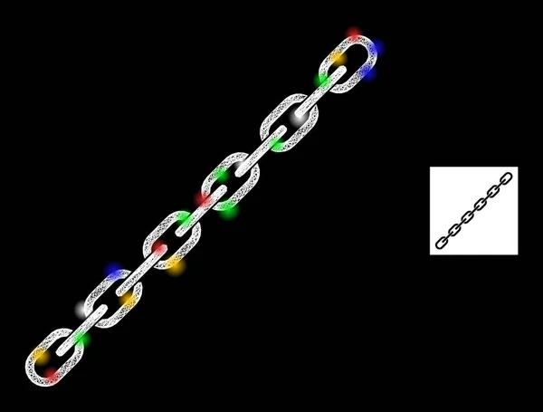 Ícone de rede Web Mesh Chain com pontos coloridos de brilho —  Vetores de Stock