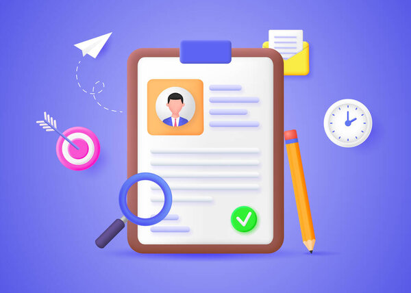 Концепция поиска лучшего кандидата на работу. Менеджер по персоналу рассматривает резюме будущего сотрудника.