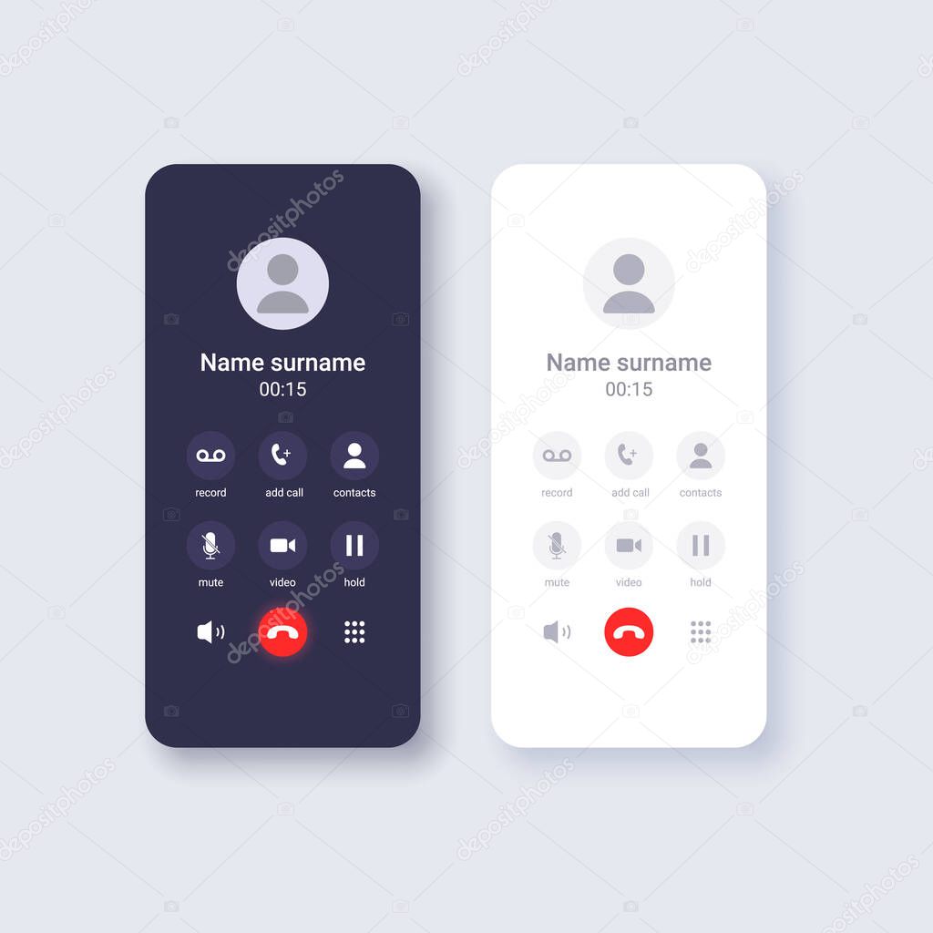 Smartphone user interface concept template. Call design on phone display.