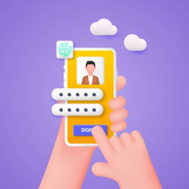 Kullanıcı bir cep telefonundan bir hesaba giriyor. El akıllı bir telefon tutuyor..