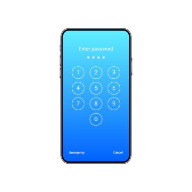 Sayısal parola ile akıllı telefon ekran kilit şablonu.