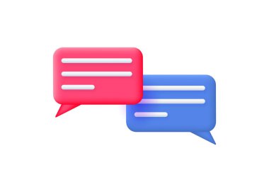 Beyaz arka planda izole edilmiş iki konuşma balonu. Sosyal ağlar, blog kavramı.