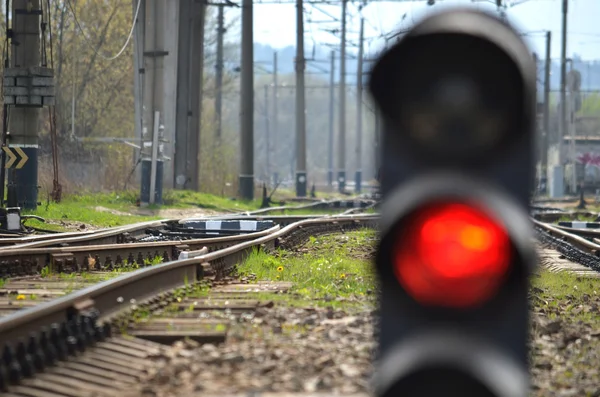 Järnvägen semafor — Stockfoto