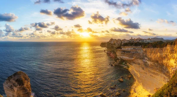 Landskap Med Bonifacio Vid Solnedgången Korsika Frankrike — Stockfoto