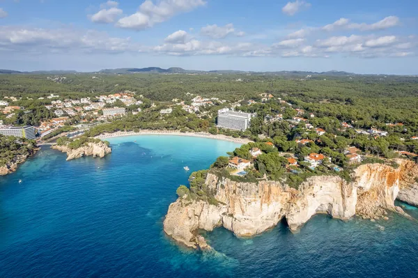 Krajobraz Widokiem Powietrza Plażę Cala Galdana Wyspa Menorca Hiszpania — Zdjęcie stockowe