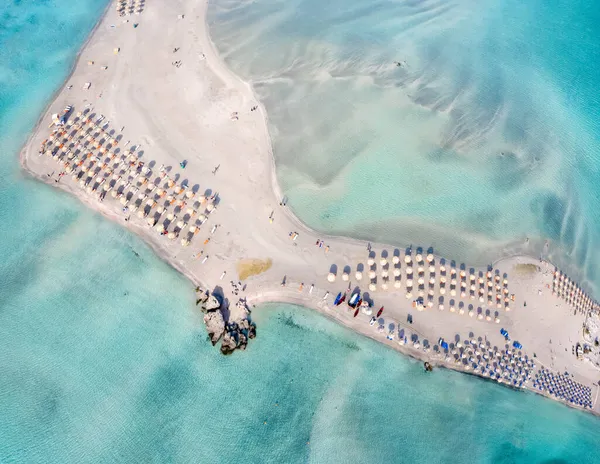 希腊克里特岛Elafonissi海滩的空中景观 — 图库照片