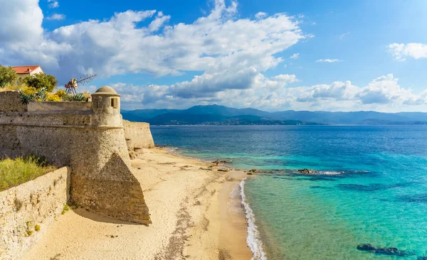Landscape Saint Francois Beach Old Citadel Ajaccio Corsica — Stock Photo, Image