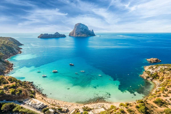 Luchtfoto Van Cala Hort Ibiza Eilanden Spanje — Stockfoto