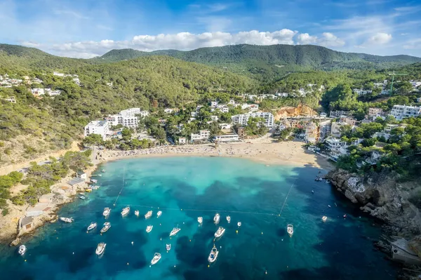 Luchtfoto Van Cala Vadella Ibiza Eilanden Spanje — Stockfoto