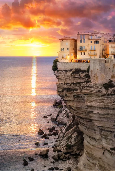Landschaft Mit Bonifacio Der Dämmerung Insel Korsika Frankreich — Stockfoto