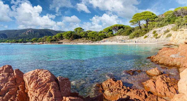 Krajobraz Plażą Palombaggia Wyspie Korsyka Francja — Zdjęcie stockowe