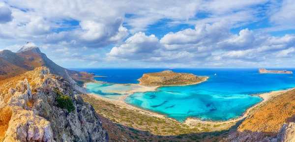 Fantastiskt Landskap Med Balos Lagoon Stranden Och Gramvousa Kreta Grekland — Stockfoto