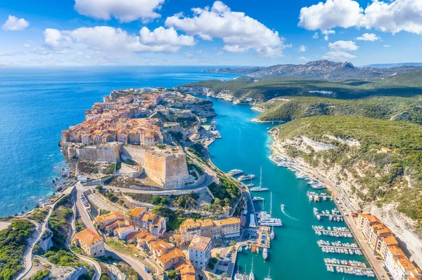 Luchtfoto Van Bonifacio Stad Corsica Eiland Frankrijk — Stockfoto