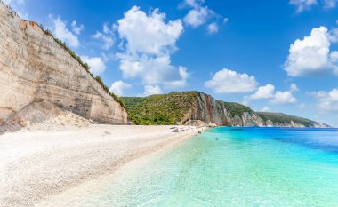 Landscape with Fteri beach on Kefalonia, Ionian island, Greece clipart