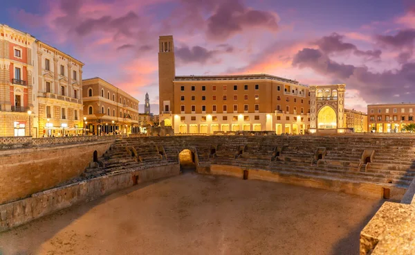 Ancient Roman Amphitheatre Lecce Twilight Time Puglia Region Southern Italy — Stok fotoğraf
