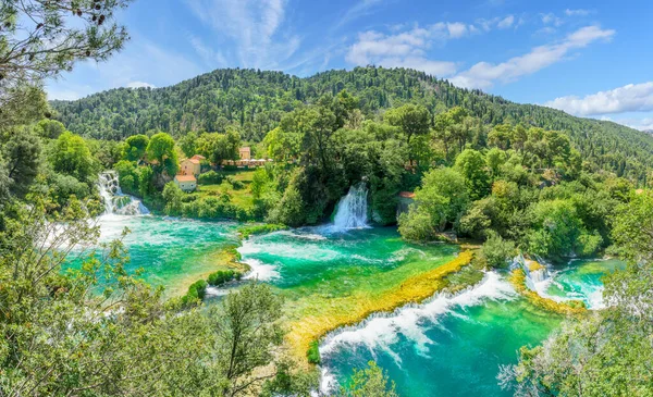 Krajobraz Wodospadów Krka National Park Chorwacja — Zdjęcie stockowe