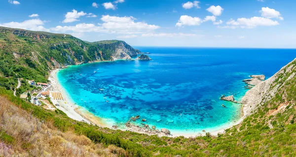 Paisaje Con Playa Petani Cefalonia Isla Jónica Grecia —  Fotos de Stock