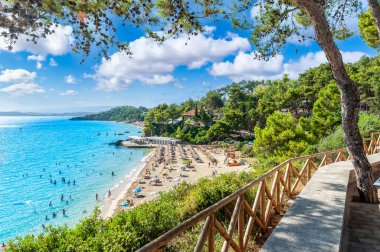 Landscape with Platis Gialos beach in Kefalonia, Ionian island, Greece