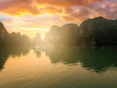 Landscape with amazing Halong bay at sunrise, Vietnam