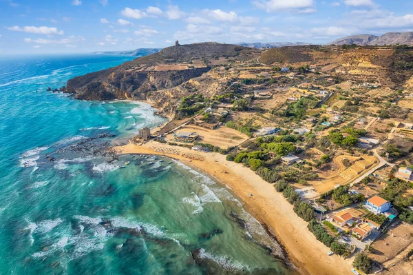 Paesaggio Con Vista Aerea Sulla Spiaggia Pergole Isola Sicilia Italia — Foto Stock